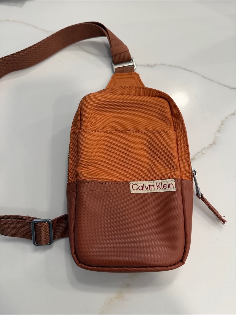 Calvin Klein Two-Tone Orange Crossbody Sling Bag
